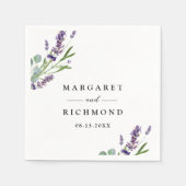 Paarse Lavendel Rustieke Waterverf Bloemen Huwelij Servet (Voorkant)