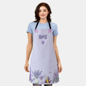 Paarse Lavendel Schort met Vlinders en Bijen (Gedragen)