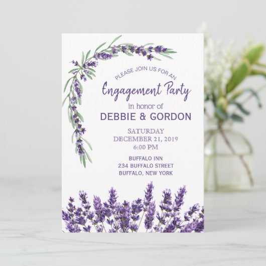 Paarse Lavendel Sering Bloem Bruiloft Verloving Kaart (Staand voorkant)