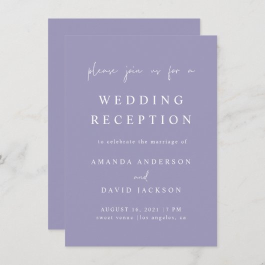 Paarse Lavendel Sering Minimalistische Trouwrecept Kaart (Voorkant / Achterkant)