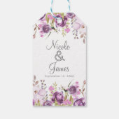 Paarse Lavendel Sering Waterverf Bloem Bruiloft Cadeaulabel (Achterkant)