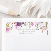 Paarse Lavendel Sering Waterverf Bloem Bruiloft Etiket (Insitu)