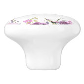 Paarse Lavendel Sering Waterverf Bloem Chic Keramische Knop (Zijkant)