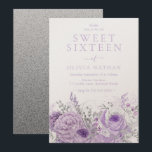 Paarse Lavendel Shimmer Floral Sweet 16 Party Kaart<br><div class="desc">Paarse Lavendel Shimmer Floral Sweet 16 Party Invitation Bekijk bijpassend collectie in onze Niche en Nest Store</div>