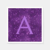 Paarse Lavendel Sparkle Monogram Initiaal Verjaard Servet (Voorkant)