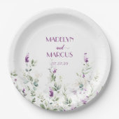 Paarse Lavendel Stems Greenery bruiloft receptie Papieren Bordje (Voorkant)