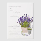 Paarse Lavendel Stems In Een Basket Bloemen Huweli Vellum Uitnodigingen (Voorkant)