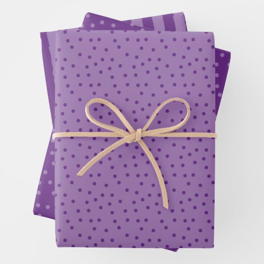 Paarse lavendel-Stippen en strips Inpakpapier Vel (In situ)