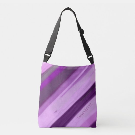 Paarse Lavendel Strepen Crossbody Tas (Voorkant)