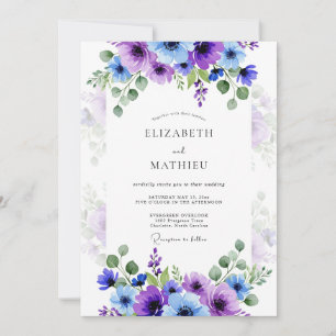 Paarse Lavendel Stunning Lente Bruiloft Kaart