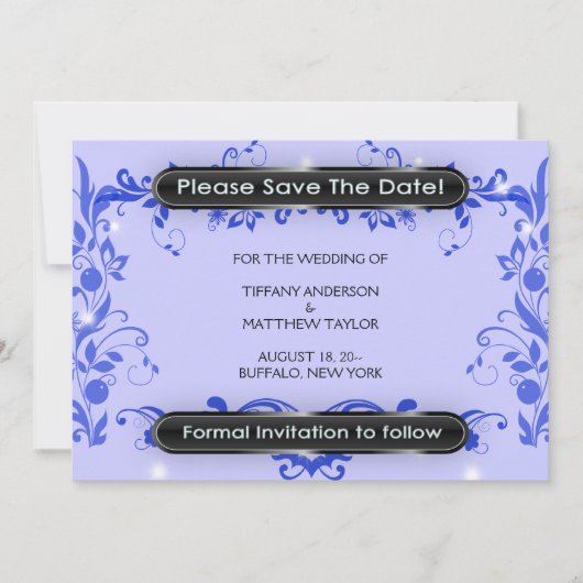 Paarse Lavendel Swirl Vines Bewaar de datum Save The Date (Voorkant)