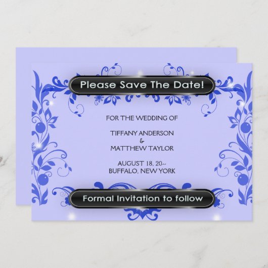 Paarse Lavendel Swirl Vines Bewaar de datum Save The Date (Voorkant / Achterkant)