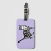 Paarse lavendel tabby Cat Art Cats Bagagelabel (Voorkant (verticaal))