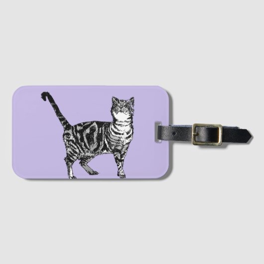 Paarse lavendel tabby Cat Art Cats Bagagelabel (Voorkant (horizontaal))