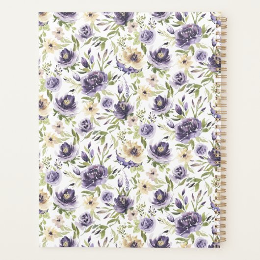 Paarse Lavendel Taupe Pioenrozen en groen Bruiloft Planner (Achterkant)