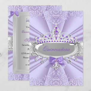 Paarse lavendel tiara damast Quinceanera feest Kaart
