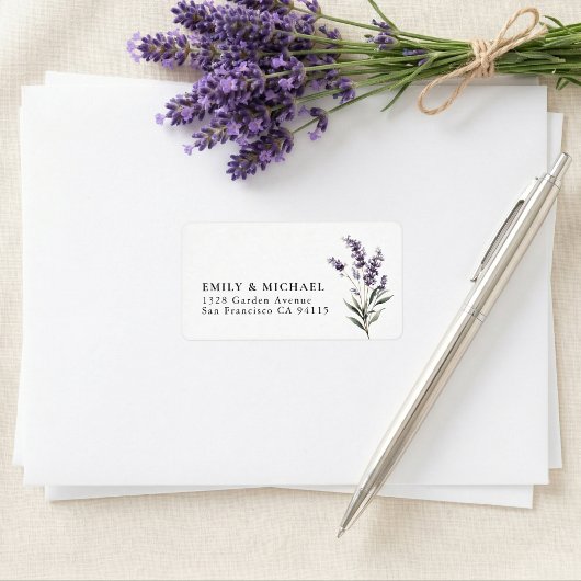 Paarse Lavendel Trouw Retouradres Etiket