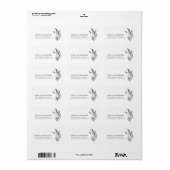 Paarse Lavendel Trouw Retouradres Etiket (Full Sheet)