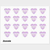 Paarse Lavendel Tweekleurige Damast Hart Sticker (Vel)