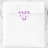 Paarse Lavendel Tweekleurige Damast Hart Sticker (Tas)