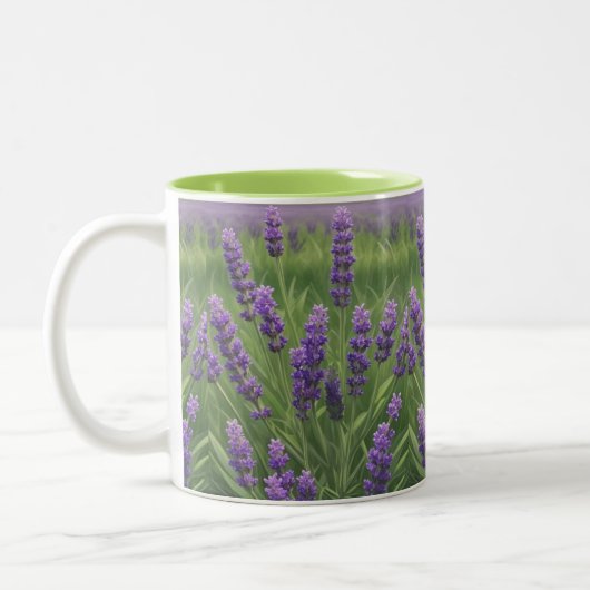 paarse lavendel tweekleurige koffiemok (Links)