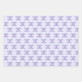Paarse lavendel verjaardagsnaam script inpakpapier vel (Voorkant)