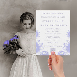 Paarse Lavendel Vintage Wilde Bloemen Bruiloft Aankondigingskaart