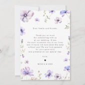 Paarse Lavendel Violet Bloemen & Boog Foto Bruilof Bedankkaart (Achterkant)