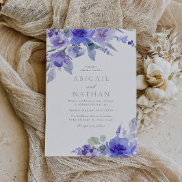 Paarse Lavendel & Violet Bloemen Huwelijk Kaart