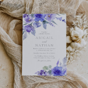 Paarse Lavendel & Violet Bloemen Huwelijk Kaart