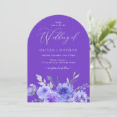Paarse Lavendel Violet Bloemenboog bruiloft Kaart (Staand voorkant)