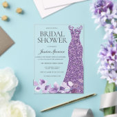 Paarse Lavendel Violet Dress Vrijgezellenfeest Acryl Uitnodigingen (Insitu (Huwelijk))