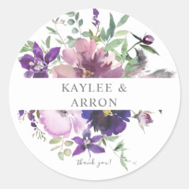 Paarse Lavendel & Violet Floral 3 Dank u Ronde Sticker