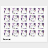 Paarse Lavendel & Violet Floral Monogram - Vierkante Sticker (Vel)