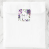 Paarse Lavendel & Violet Floral Monogram - Vierkante Sticker (Tas)
