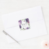 Paarse Lavendel & Violet Floral Monogram - Vierkante Sticker (Envelop)