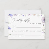 Paarse Lavendel Violet Lente Bloemen Bruiloft RSVP Kaartje (Voorkant)