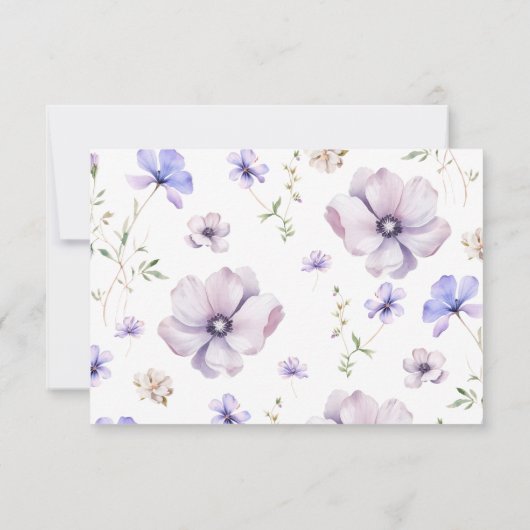 Paarse Lavendel Violet Lente Bloemen Bruiloft RSVP Kaartje (Achterkant)
