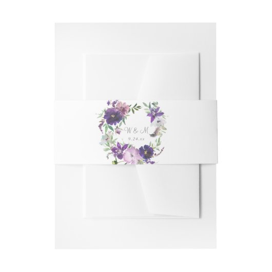 Paarse Lavendel & Violette Bloem 4  Uitnodigingen Wikkel (Voorkant Voorbeeld)
