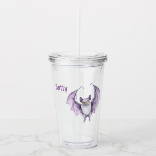 Paarse Lavendel Vleermuis Acryl Drinkbeker (Voorkant)