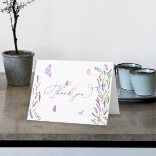 Paarse Lavendel & Vlinder Bedankkaart