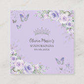 Paarse Lavendel Vlinders Quinceanera QR Gift Informatiekaartje (Achterkant)