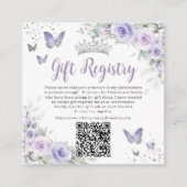 Paarse Lavendel Vlinders Quinceanera QR Gift Informatiekaartje (Voorkant)