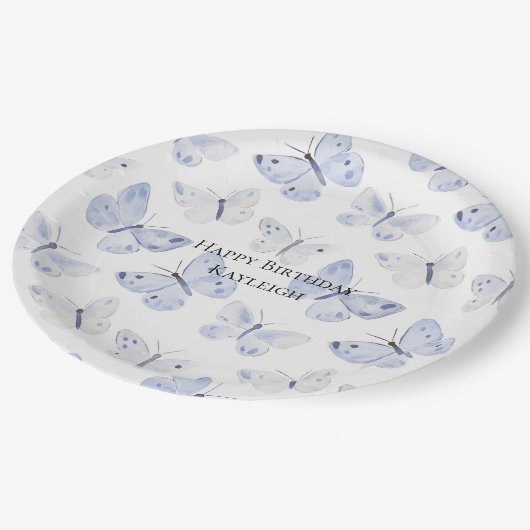 Paarse Lavendel Vlinders Verjaardag Papieren Bordje (Gekanteld)