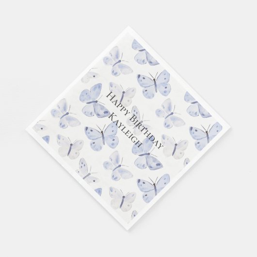 Paarse Lavendel Vlinders Verjaardag Servet (Hoek)