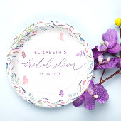 Paarse Lavendel Vlinders Vrijgezellenfeest Papieren Bordje