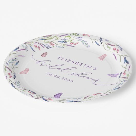 Paarse Lavendel Vlinders Vrijgezellenfeest Papieren Bordje (Gekanteld)