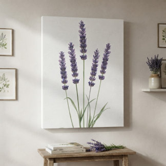 Paarse Lavendel Watercolor Botanische Print