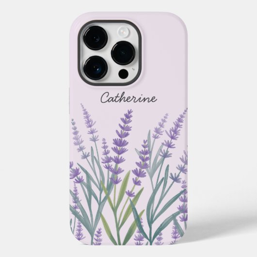 Paarse Lavendel Waterverf Bloemen Case-Mate iPhone Case (Achterkant)