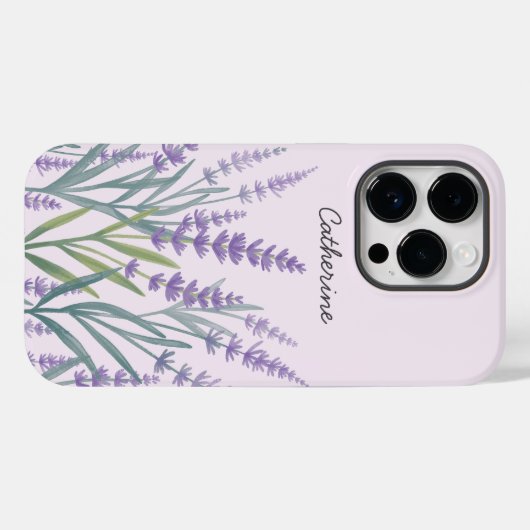 Paarse Lavendel Waterverf Bloemen Case-Mate iPhone Case (Achterkant (horizontaal))